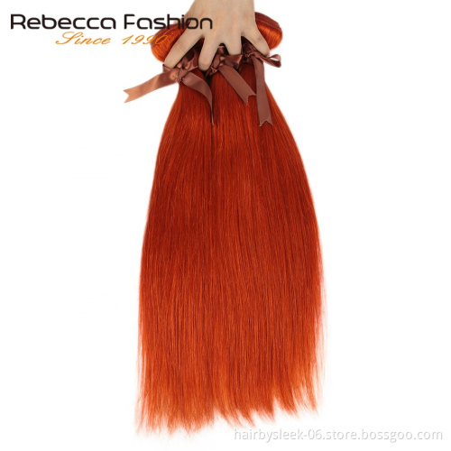 Rebecca Orange Blonde straight weave 8 to 28inches colorful Hair Bundles with closure brazilian hair bundles 10a 100 human hair